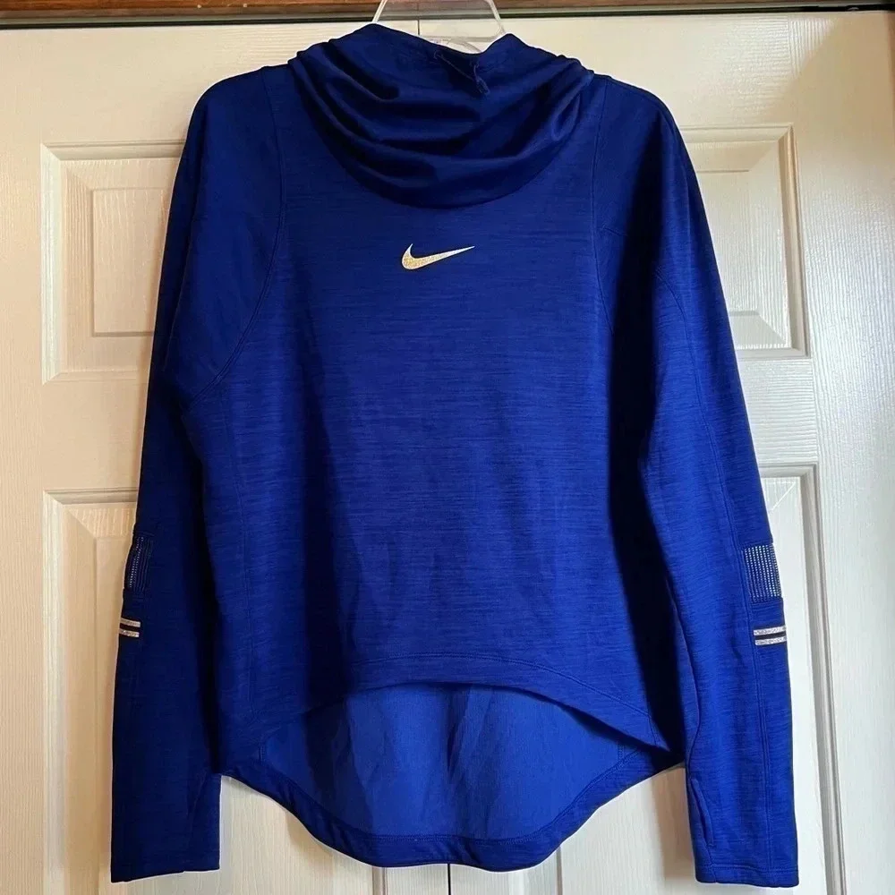 *RARE Nike Dri-Fit Glam Dunk Mid Layer Running top funnel hood women’s Small